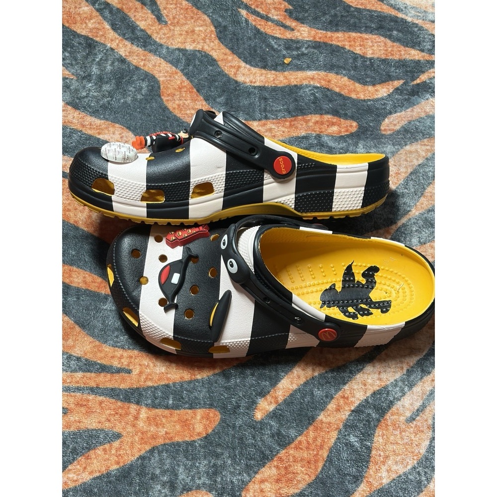 Crocs Hamburglar Men's Cartoon Sandals Black White Yellow Colorblock Size 11 - Picture 3 of 9